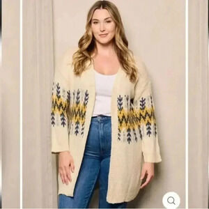 NWOT Adora Pheonix Rising Aztec Vibes Open Cardigan Long Sweater Tunic 2X 3X